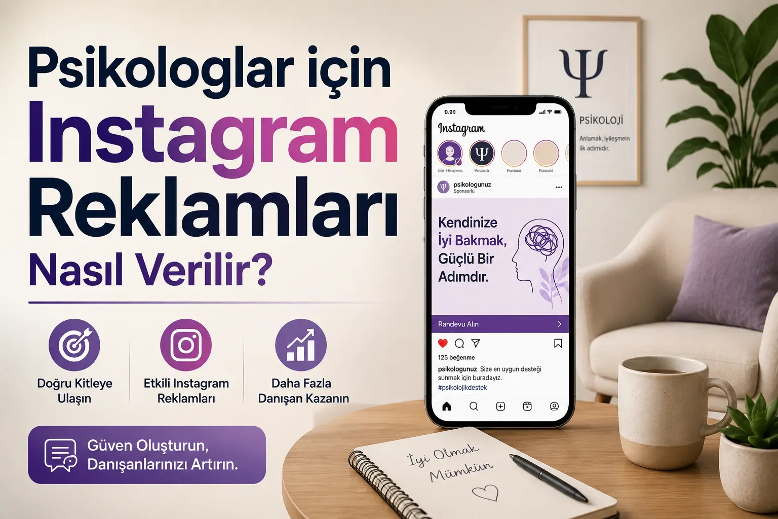 Psikologlar için Instagram reklamlarıyla doğru kitleye ulaşma ve danışan başvurusu oluşturma rehberi