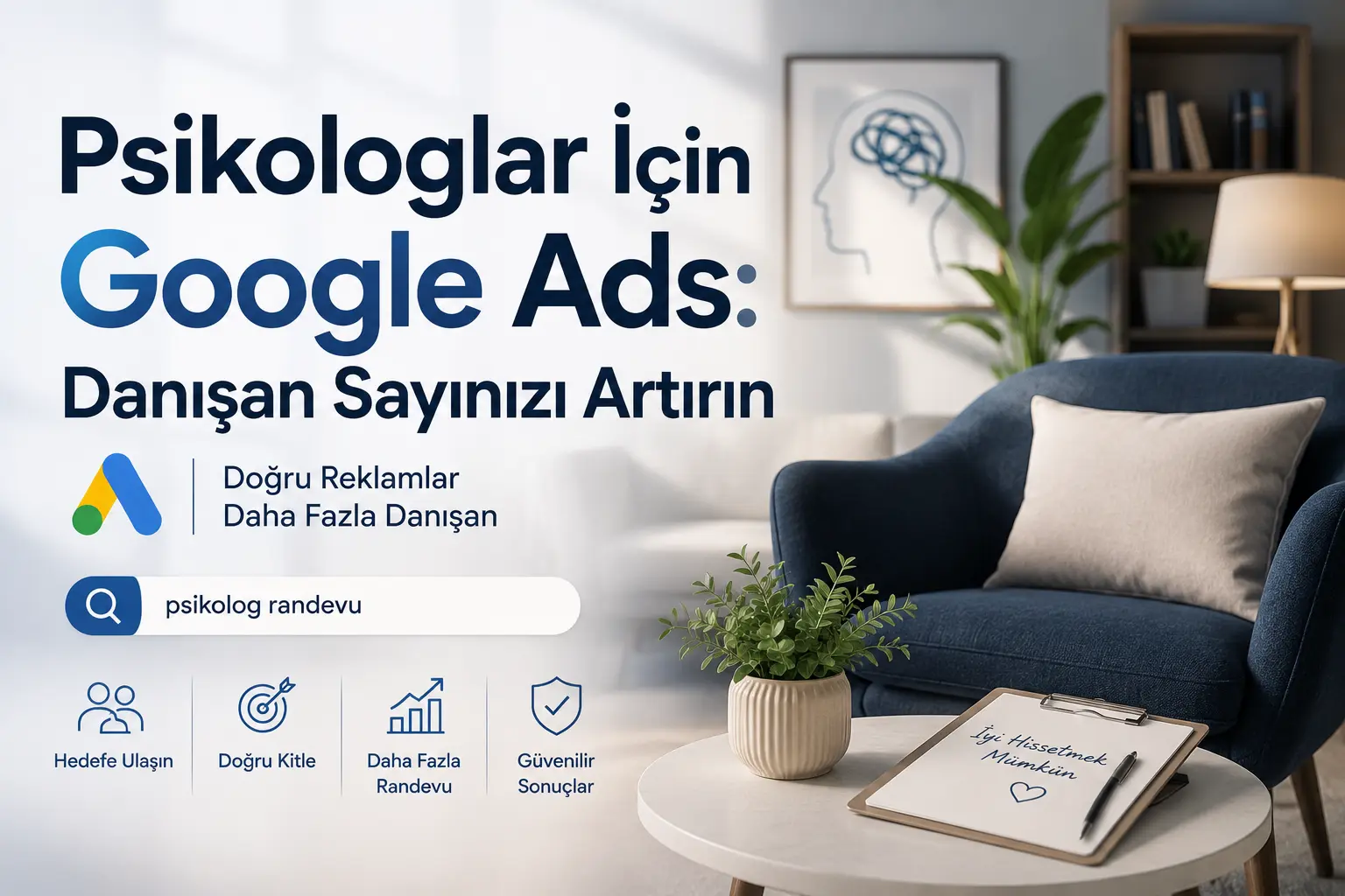 Psikologlar için Google Ads reklamlarıyla danışan başvurularını artırma rehberi